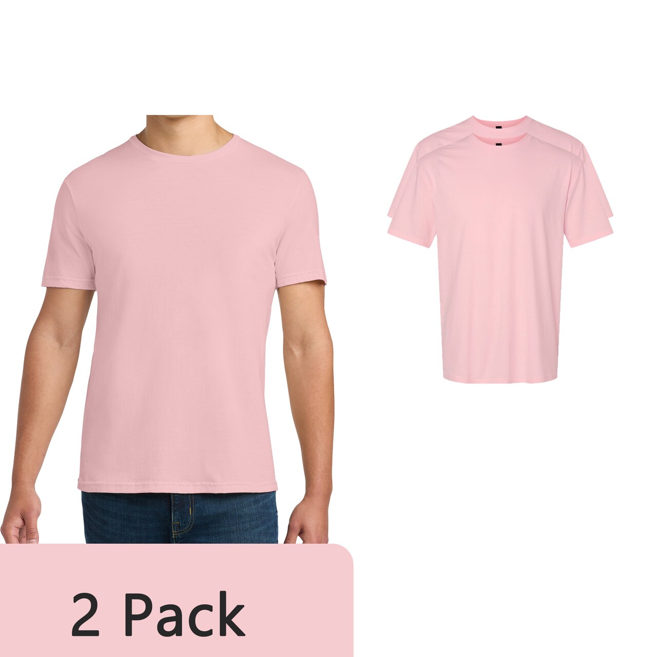 Gildan Men's Softstyle Blank T-Shirt for Craft, DIY Printing & Custom Designs, Light Pink, 2-14 Pack